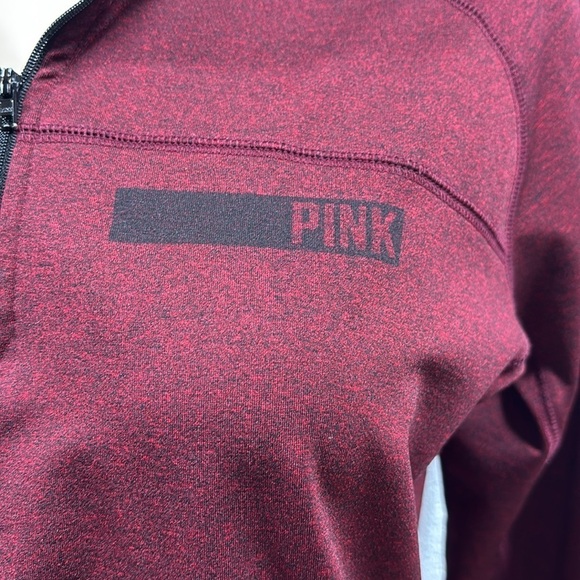 “PINK” burgun and black patterned 
Quarter zip long sleeve top​​​​​ - Picture 3 of 10